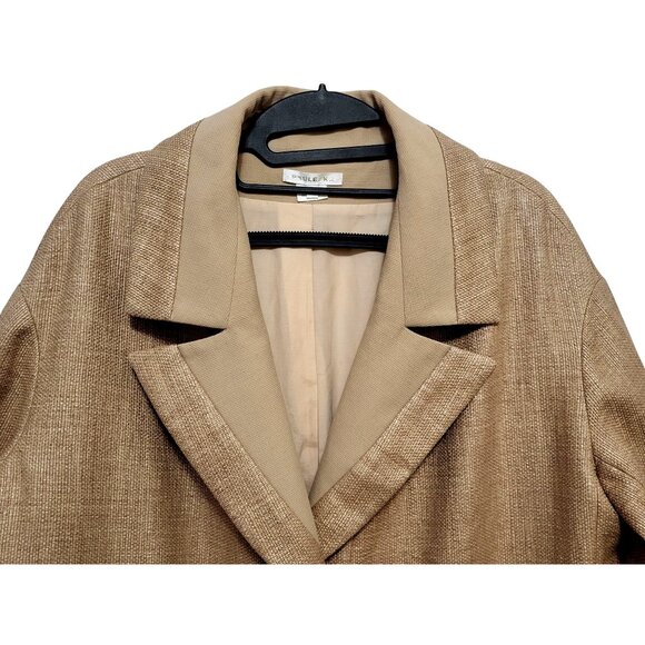 Paule Ka Textured Woven Tweed Long Jacket Tan Khaki - Picture 4 of 17